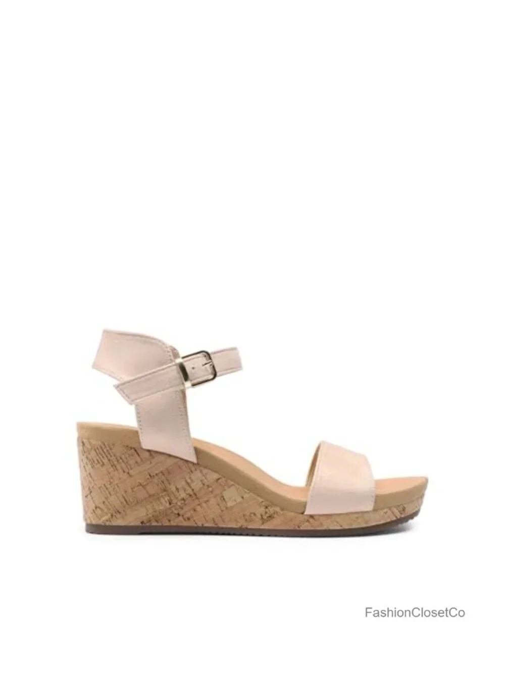 Women's Open Toe Buckle Ankle Strap Platform Wedge Sandals Faux Suede